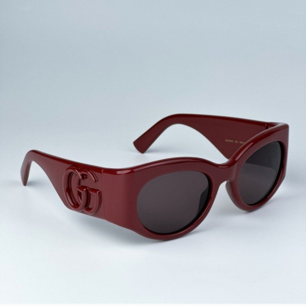 Gucci GG1544S 002 Burgundy Brown Unisex Oval Sunglasses GG 1544S NEW